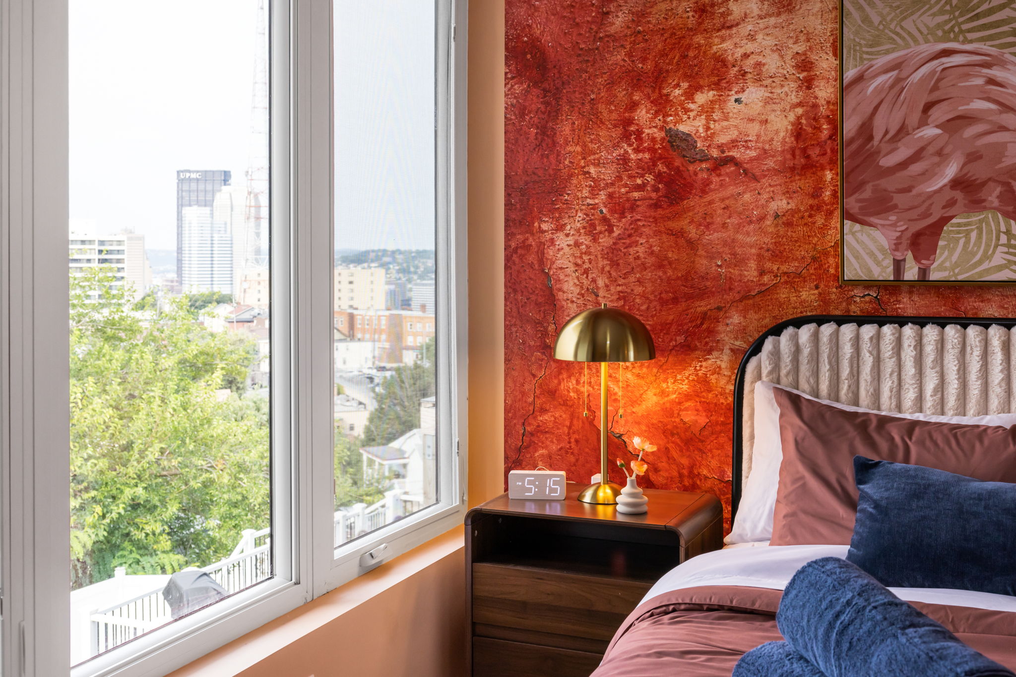 132 Prospect Street · A bedroom window onto the city